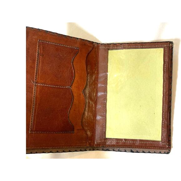 Western Wallet Genuine Leather Hand Tooled AZTEC Cowboy Rodeo Stitched Bifold - Picture 4 of 8